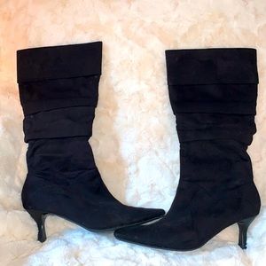 Black suede dress boots